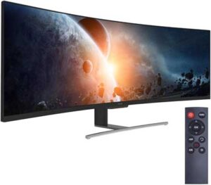 VIOTEK-SUW49C-49-Inch-Super-Ultrawide-32-9-Curved-Monitor-with-Speakers,-144Hz-HDR-6ms-3840x1080p,-FreeSync